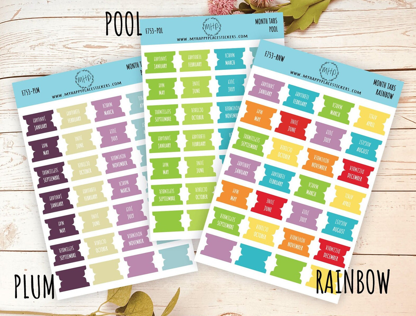 Month Tab Stickers for Planners. Tabs for Planners. Month Stickers || F753