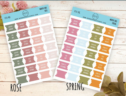 Month Tab Stickers for Planners. Tabs for Planners. Month Stickers || F753