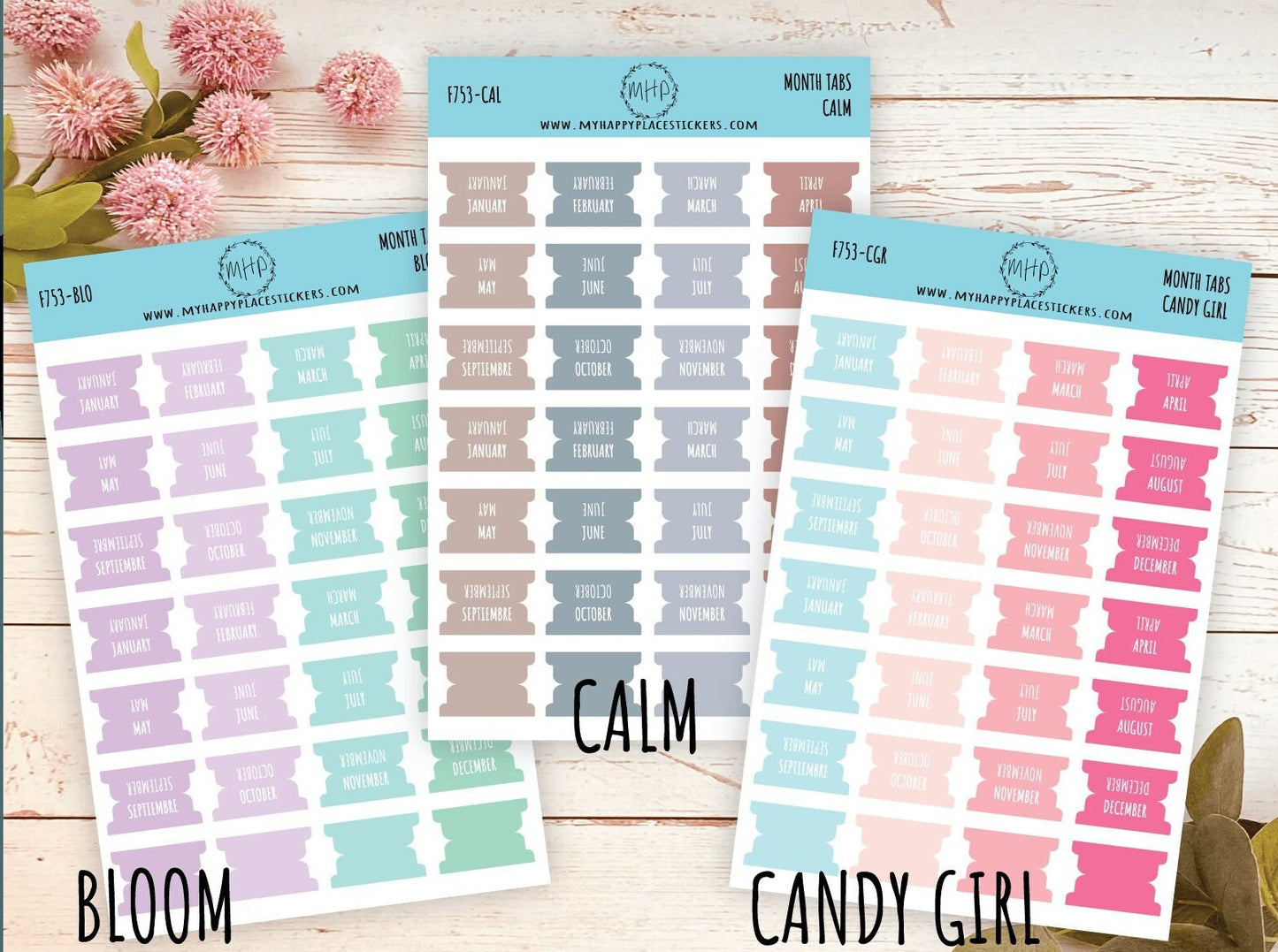 Month Tab Stickers for Planners. Tabs for Planners. Month Stickers || F753