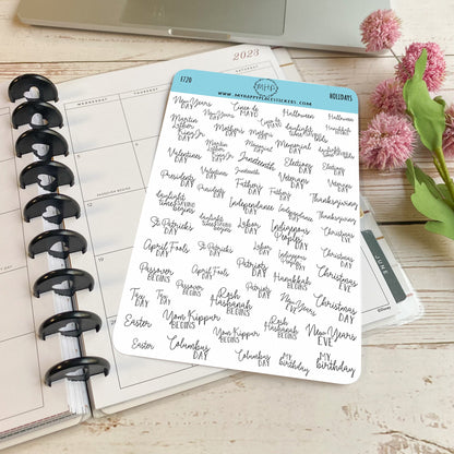US HOLIDAYS, Planner Stickers for Bullet Journals. Sticker for Teacher Planners and Homeschool Planner || F720