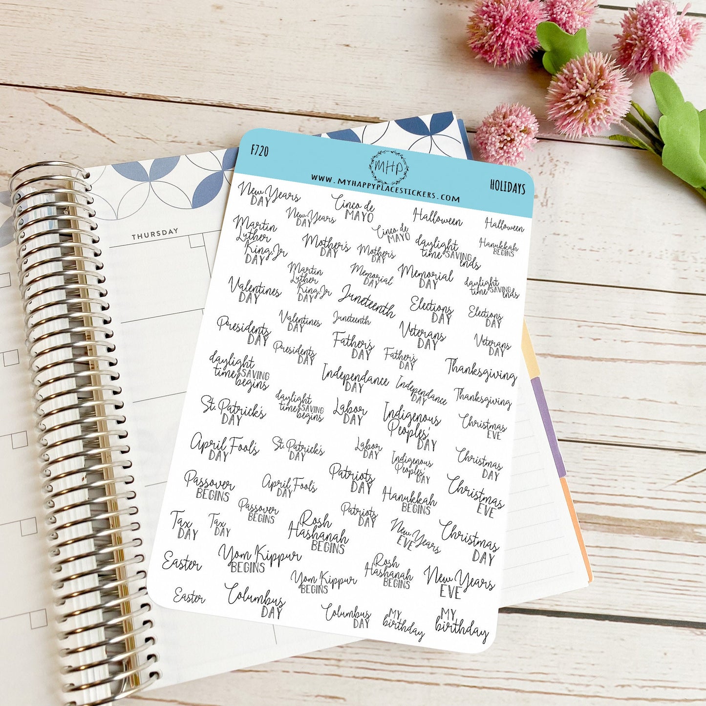 US HOLIDAYS, Planner Stickers for Bullet Journals. Sticker for Teacher Planners and Homeschool Planner || F720