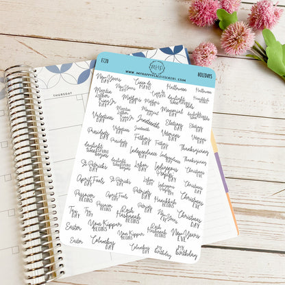 US HOLIDAYS, Planner Stickers for Bullet Journals. Sticker for Teacher Planners and Homeschool Planner || F720