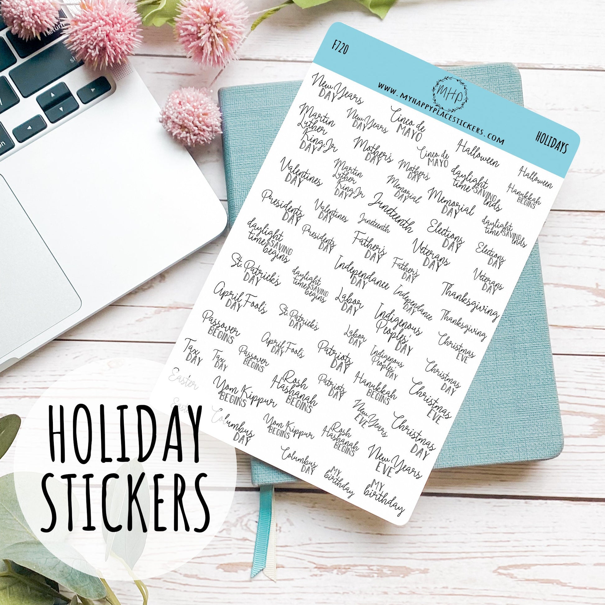 US HOLIDAYS, Planner Stickers for Bullet Journals. Sticker for Teacher Planners and Homeschool Planner || F720