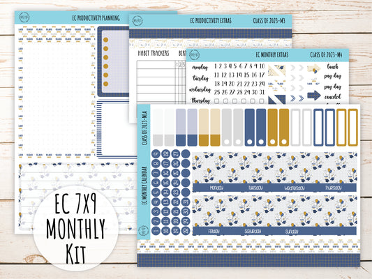 Erin Condren 7x9 Monthly Kit. GRADUATION MONTH "Class of 2023" Planner Stickers || C23-M