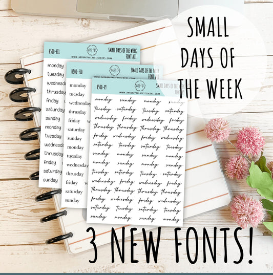 Small Days of the Week Sticker for Planners, Organizers and Bullet Journals. College Planner || H500