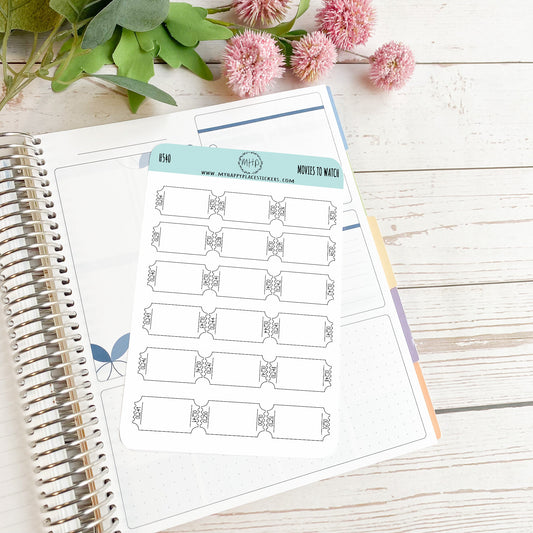 Movies to Watch Stickers for Bullet Journals. Stickers for Planners and Organizers. Doodle Stickers || H540