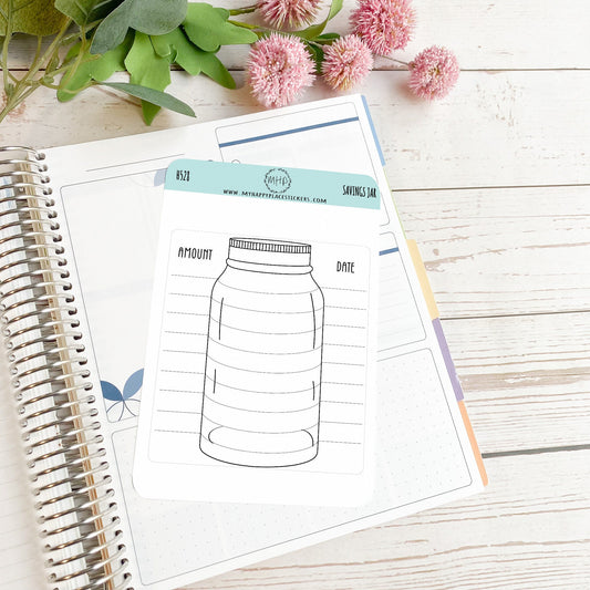 Saving Jar Sticker for Bullet Journals. Stickers for Planners and Organizers. Doodle Stickers || H528