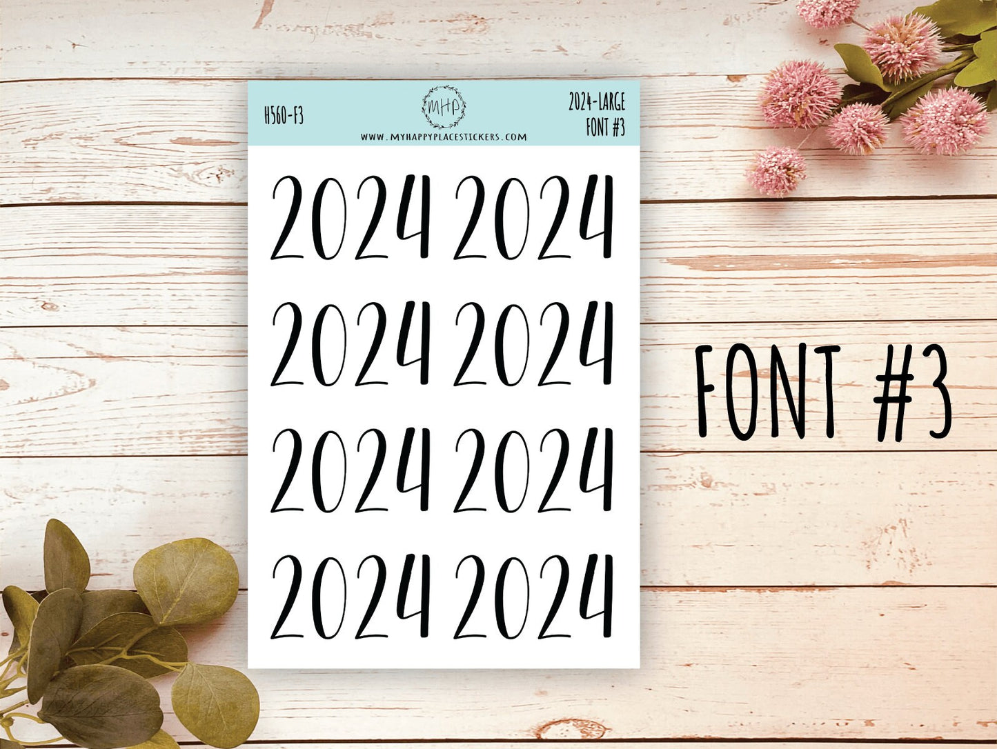 2024 Year Large Size Stickers for Bullet Journals and Planners. Planner Stickers || H560