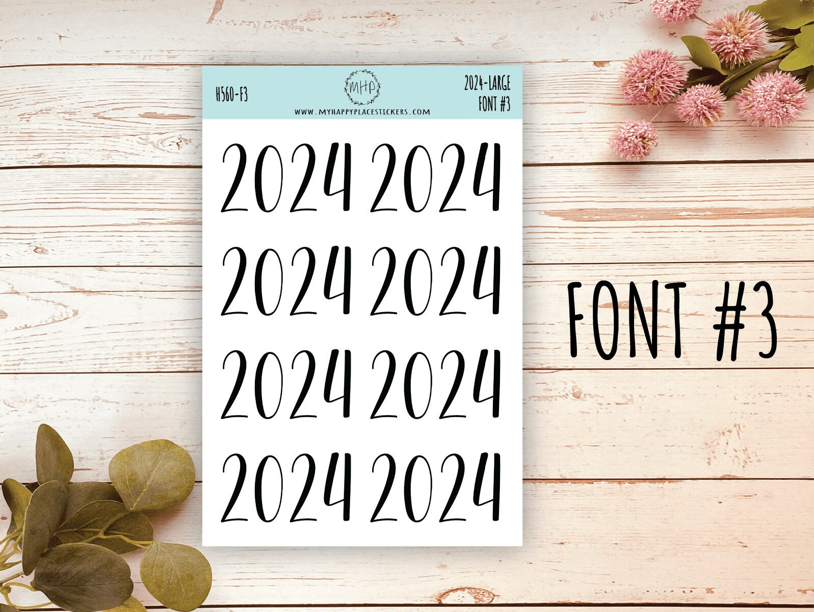 2024 Year Large Size Stickers for Bullet Journals and Planners. Planner Stickers || H560