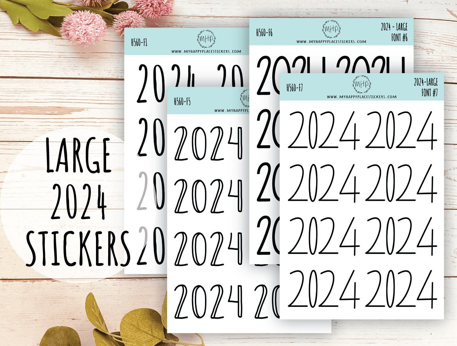 2024 Year Large Size Stickers for Bullet Journals and Planners. Planner Stickers || H560