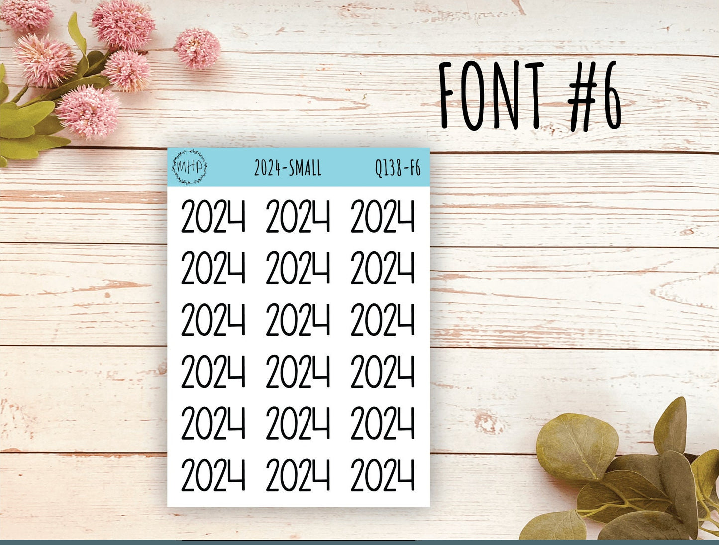 2024 Year Stickers for Planner and Bullet Journals. Planner Stickers || Q138