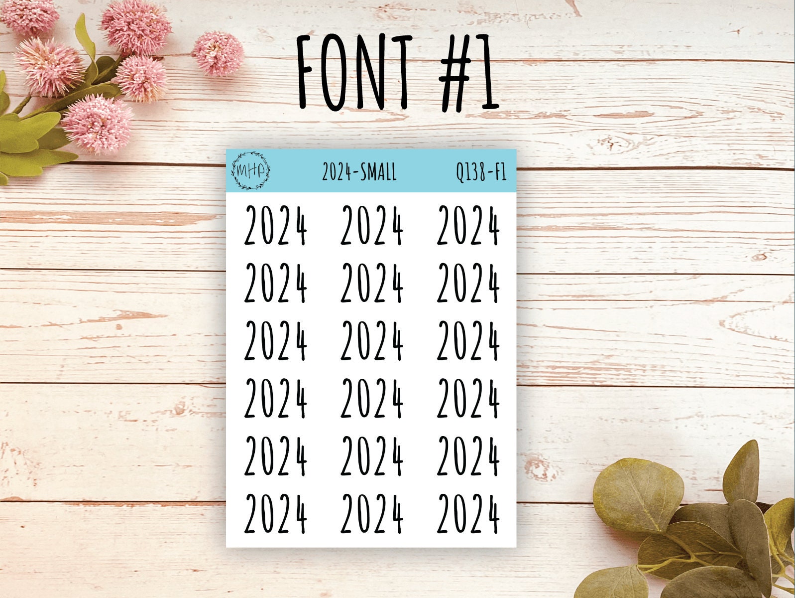 2024 Year Stickers for Planner and Bullet Journals. Planner Stickers || Q138