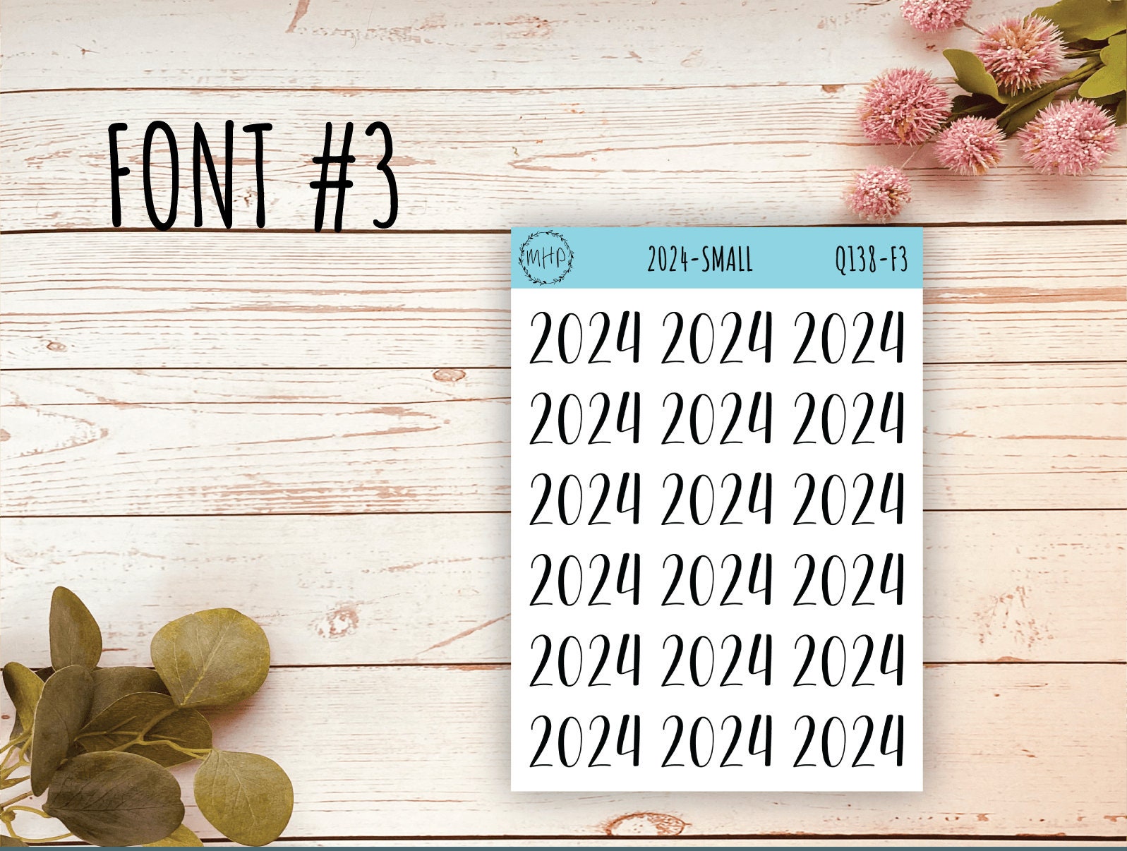 2024 Year Stickers for Planner and Bullet Journals. Planner Stickers || Q138