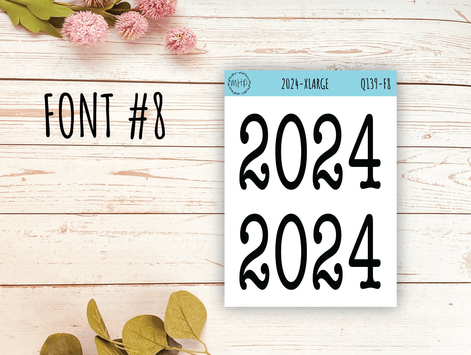 X Large 2024 Year Stickers for Planners, Bullet Journals, College Planner, Teacher Planner or Homeschool Planner || Q139