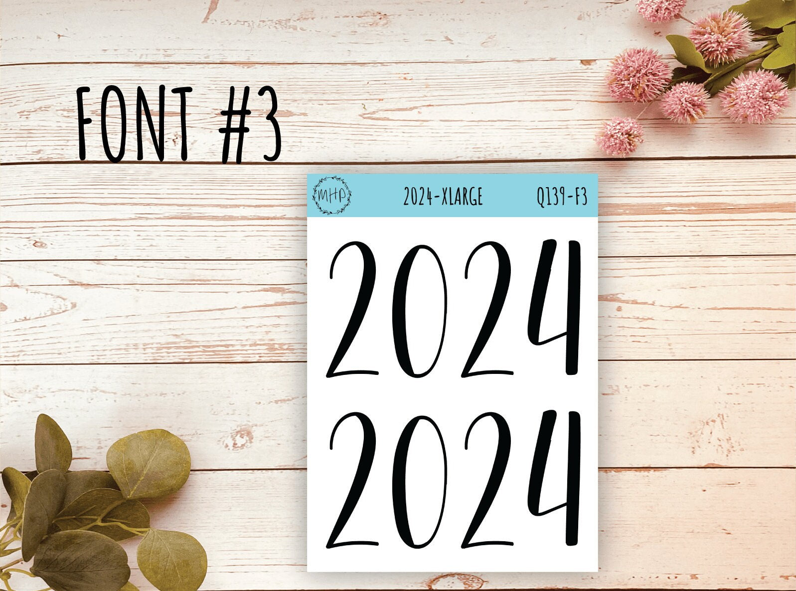 X Large 2024 Year Stickers for Planners, Bullet Journals, College Planner, Teacher Planner or Homeschool Planner || Q139