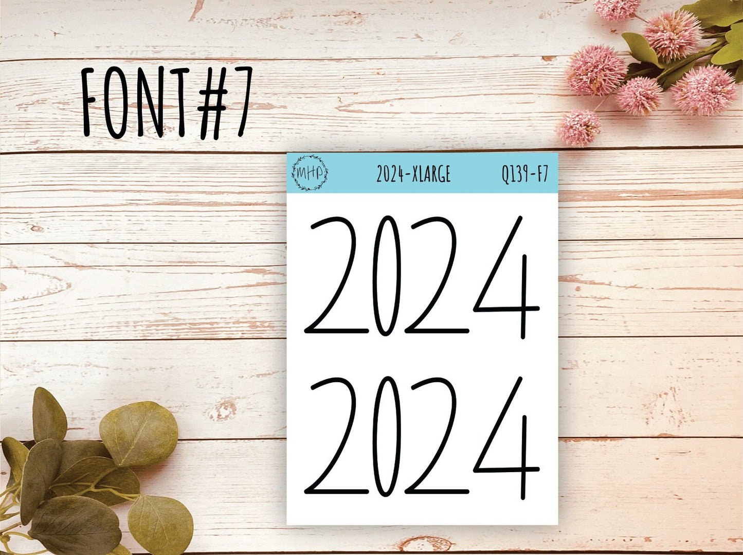 X Large 2024 Year Stickers for Planners, Bullet Journals, College Planner, Teacher Planner or Homeschool Planner || Q139