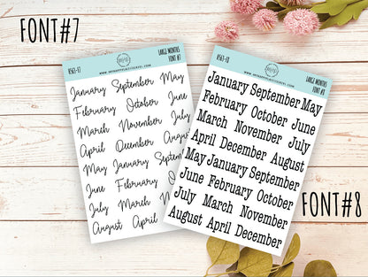 Large Month Stickers for Planners and Bullet Journals. NEW FORMAT || H563
