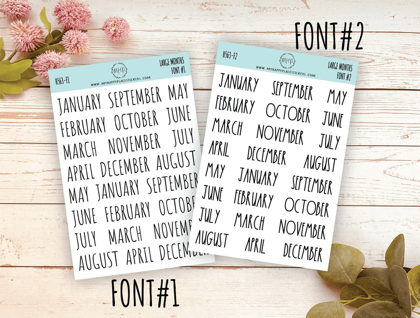 Large Month Stickers for Planners and Bullet Journals. NEW FORMAT || H563