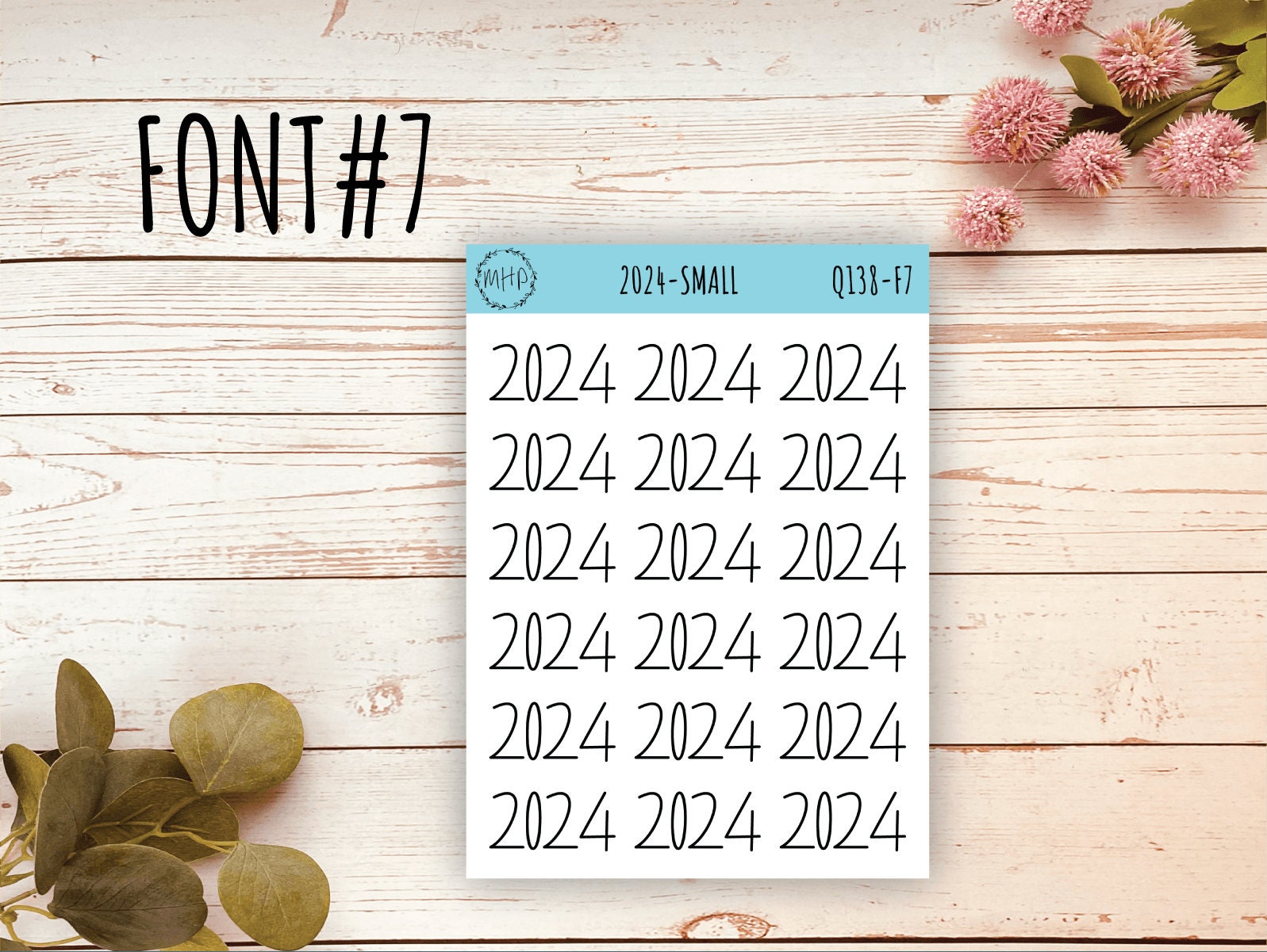 2024 Year Stickers for Planner and Bullet Journals. Planner Stickers || Q138