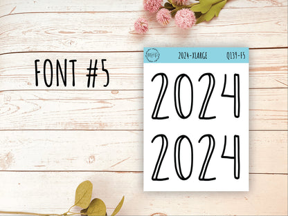 X Large 2024 Year Stickers for Planners, Bullet Journals, College Planner, Teacher Planner or Homeschool Planner || Q139