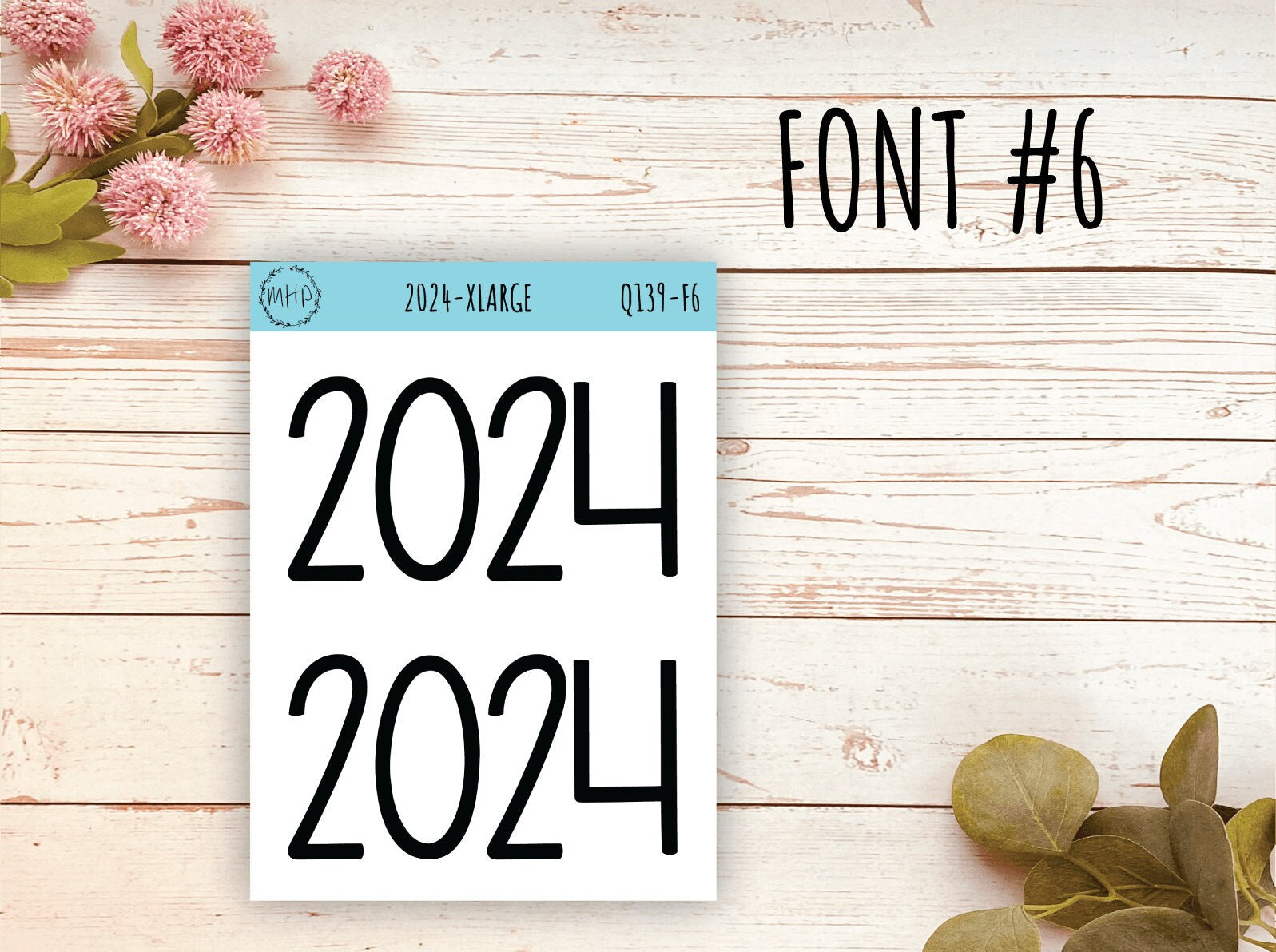 X Large 2024 Year Stickers for Planners, Bullet Journals, College Planner, Teacher Planner or Homeschool Planner || Q139