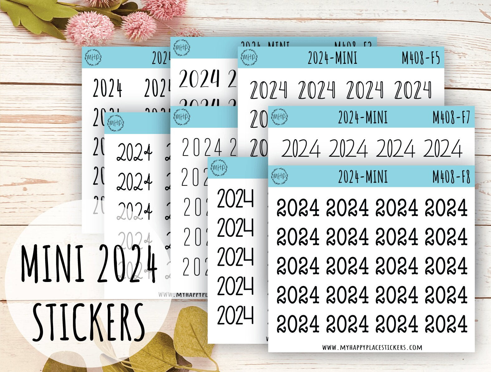 Mini 2024 Year Stickers for Bullet Journals and Planners || M408