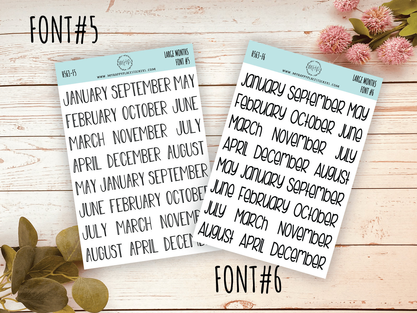 Large Month Stickers for Planners and Bullet Journals. NEW FORMAT || H563