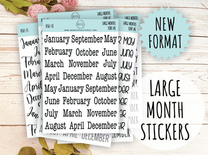 Large Month Stickers for Planners and Bullet Journals. NEW FORMAT || H563