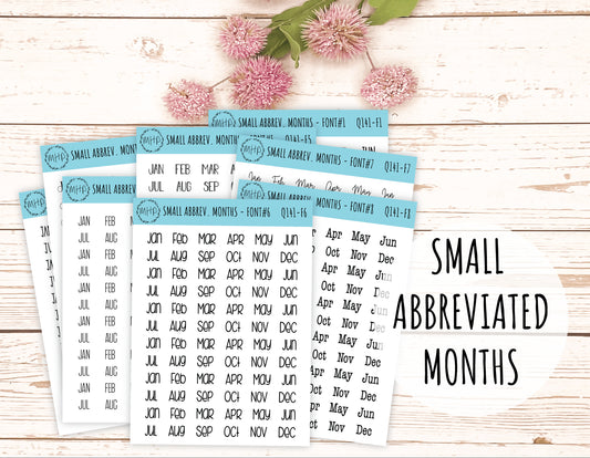 Small Abbreviated Month Stickers for Bullet Journals and Planners || Q141
