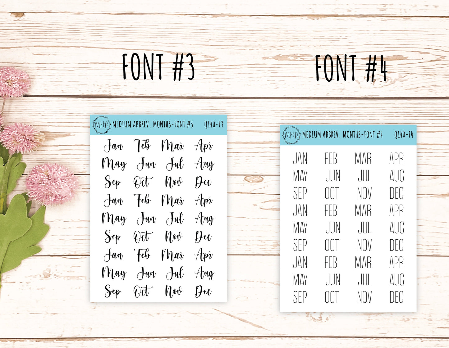 Medium Abbreviated Month Stickers for Bullet Journals and Planners || Q140