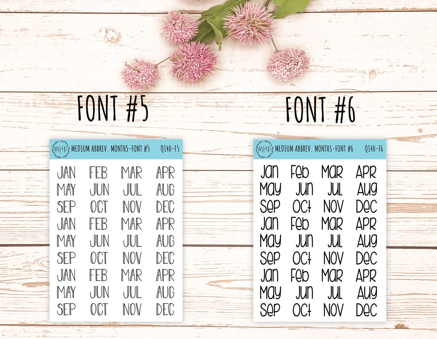 Medium Abbreviated Month Stickers for Bullet Journals and Planners || Q140
