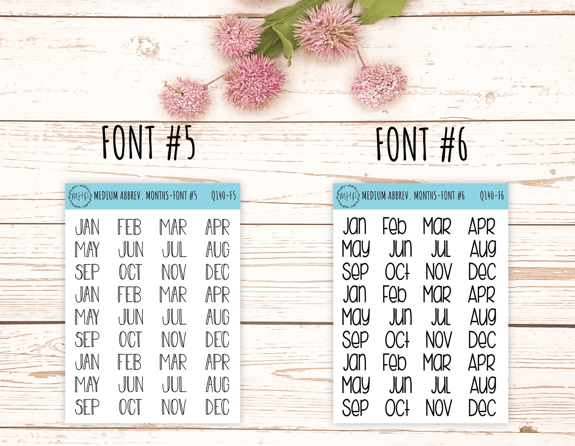 Medium Abbreviated Month Stickers for Bullet Journals and Planners || Q140