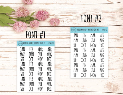 Medium Abbreviated Month Stickers for Bullet Journals and Planners || Q140