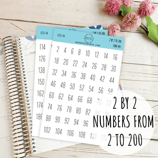 Large Number Stickers. 2 by 2 Count From 2 to 200 || F757