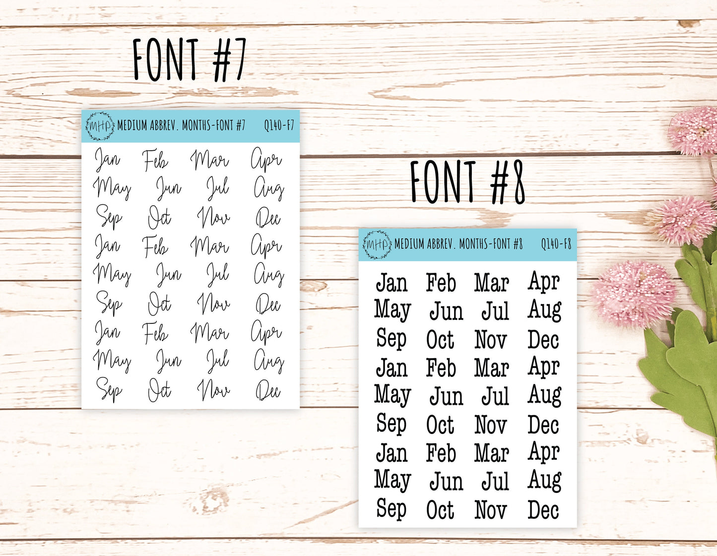 Medium Abbreviated Month Stickers for Bullet Journals and Planners || Q140