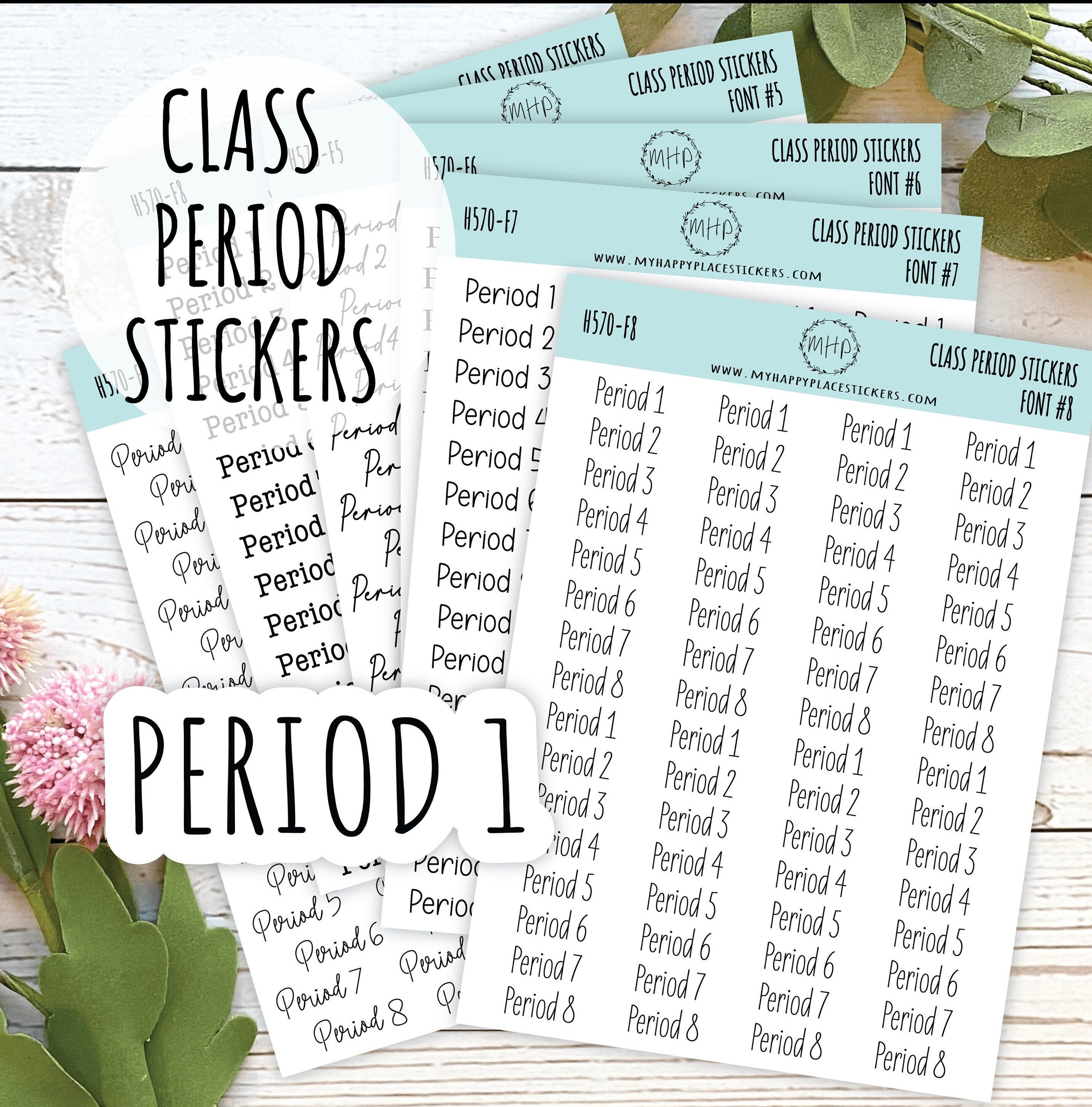 Class Period Sticker for Teacher Planners and Organizers. School Plann ...