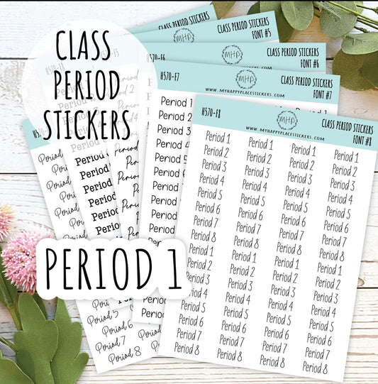 Class Period Sticker for Teacher Planners and Organizers. School Planner. High and Middle School Period Classes || H570