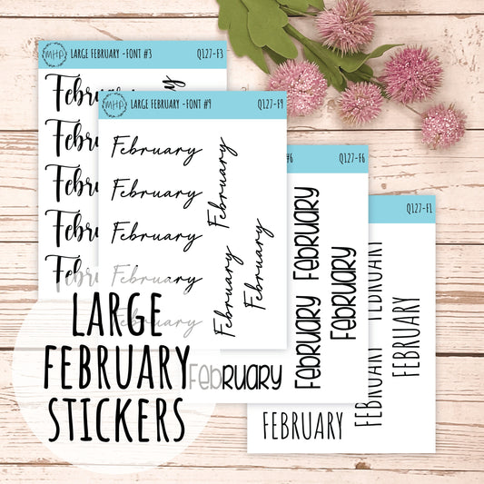 Large FEBRUARY Stickers for Planners, Organizers, Bullet Journals. Perfect for EC and Classic HP. 12 Fonts to Choose From || Q127