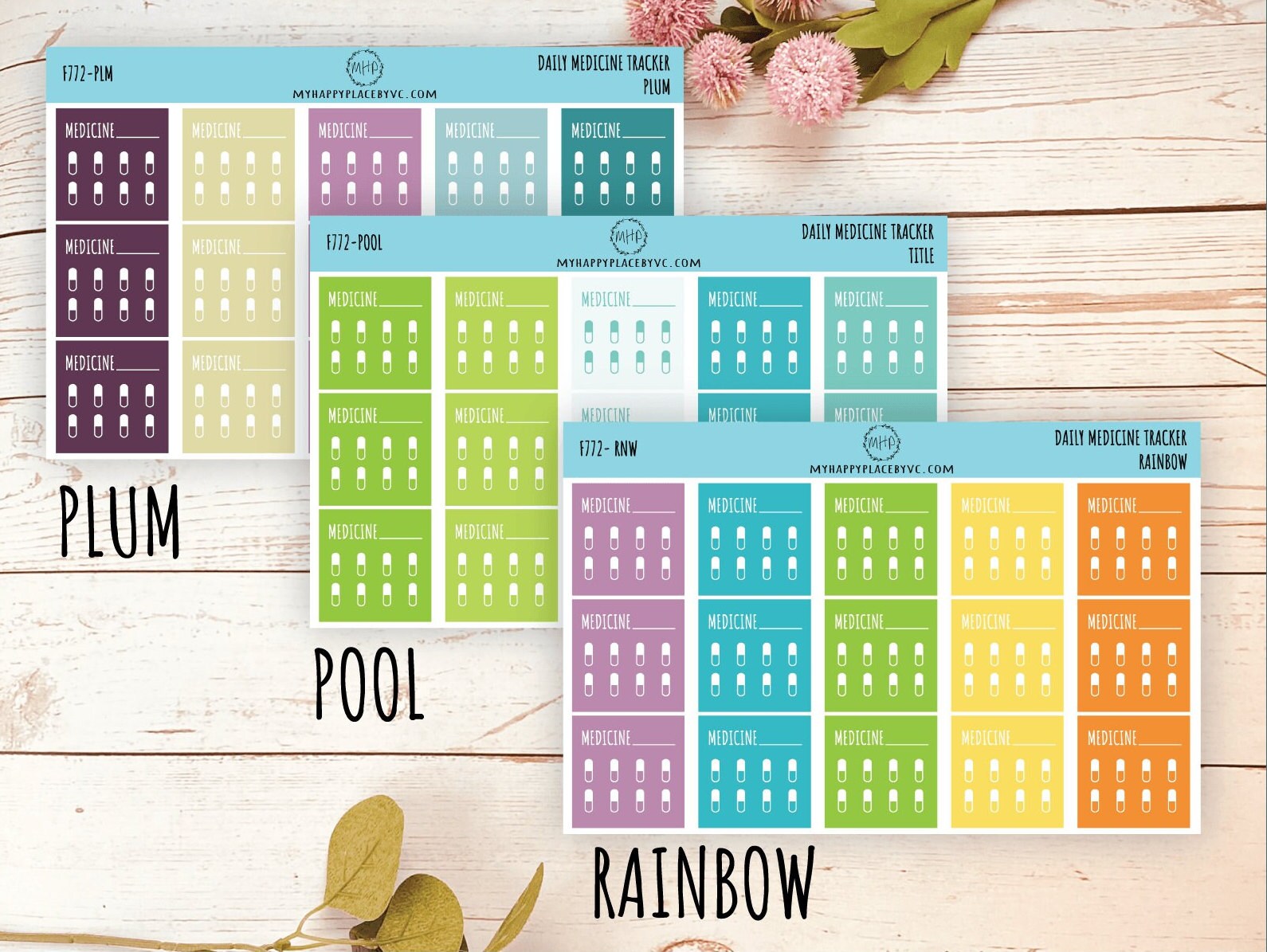 Daily Medicine Tracker. Stickers for Planners and Bullet Journals. Habit Tracker Stickers || F772