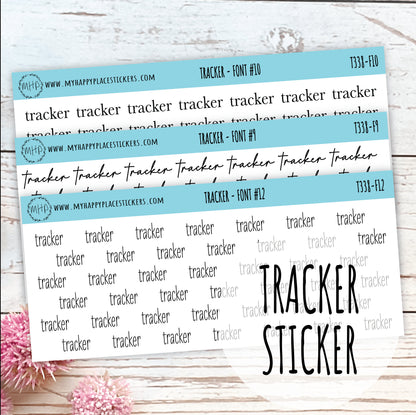 TRACKER Stickers for Planner and Bullet Journals. 7 Fonts to Choose From || T338
