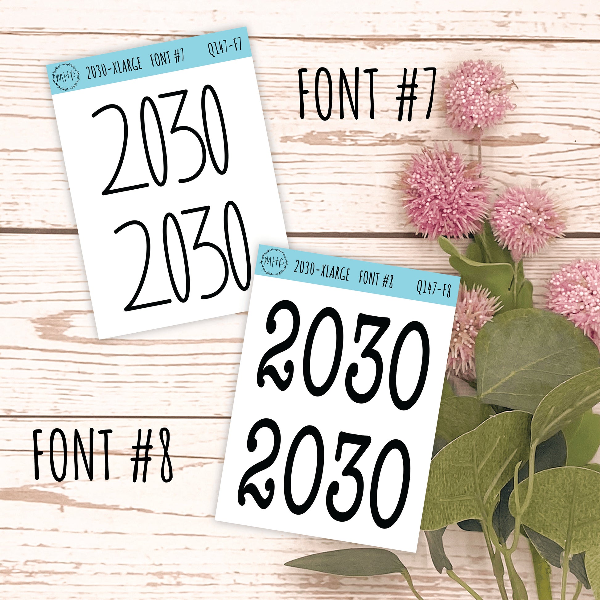 X Large 2030 Year Stickers for Planners, Bullet Journals, College Planner. Gold, Silver and Rose Gold Foil || Q147