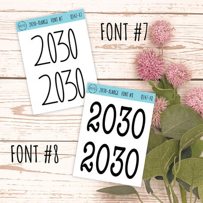 X Large 2030 Year Stickers for Planners, Bullet Journals, College Planner. Gold, Silver and Rose Gold Foil || Q147