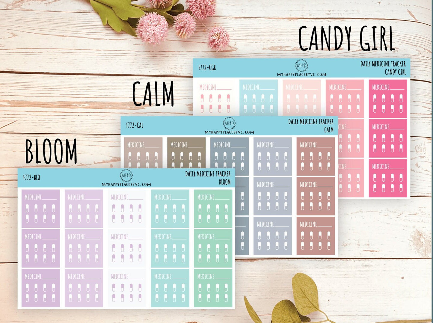 Daily Medicine Tracker. Stickers for Planners and Bullet Journals. Habit Tracker Stickers || F772
