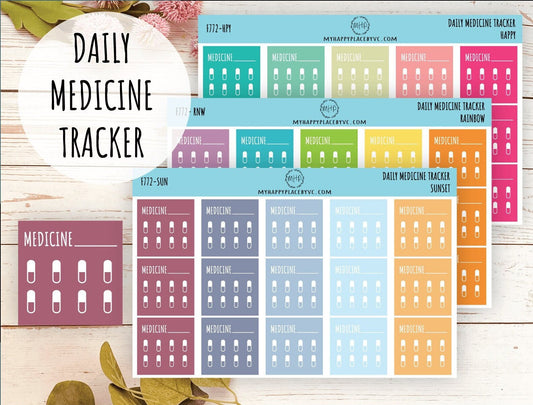 Daily Medicine Tracker. Stickers for Planners and Bullet Journals. Habit Tracker Stickers || F772