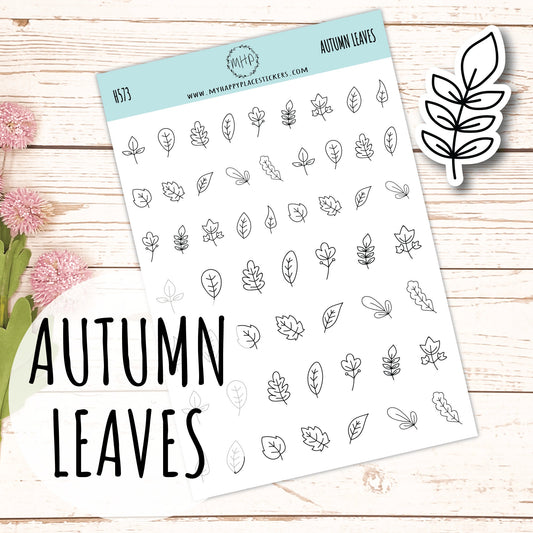 Autumn Leaves Decorative Stickers. Stickers for Planners, Bullet Journals, or Scrapbooking. Gold, Silver & Rose Gold Foil || H573