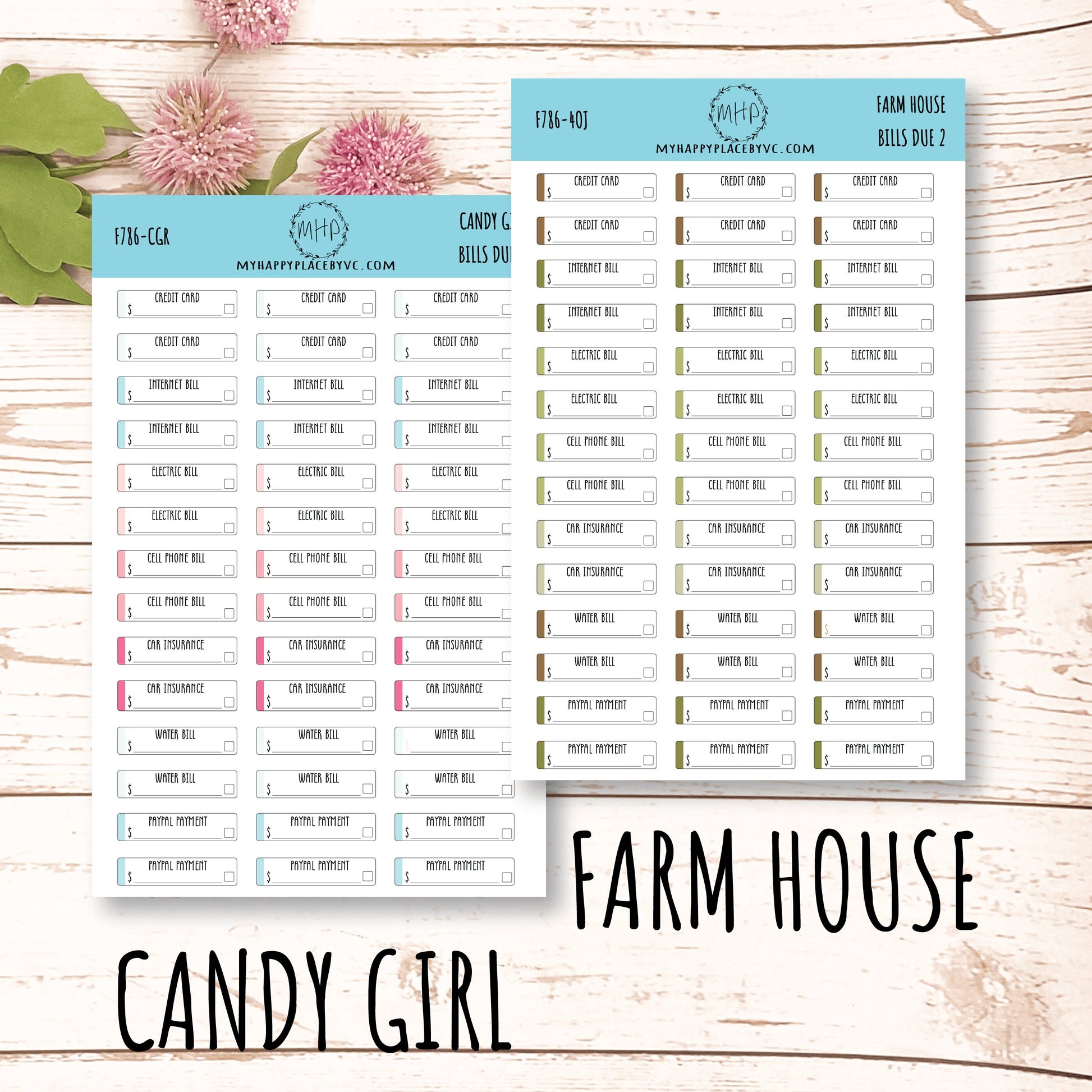 Bills Due 2. Planner Stickers. Payment Due Labels. Organization and Budgeting Stickers || F786