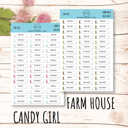 Bills Due 2. Planner Stickers. Payment Due Labels. Organization and Budgeting Stickers || F786