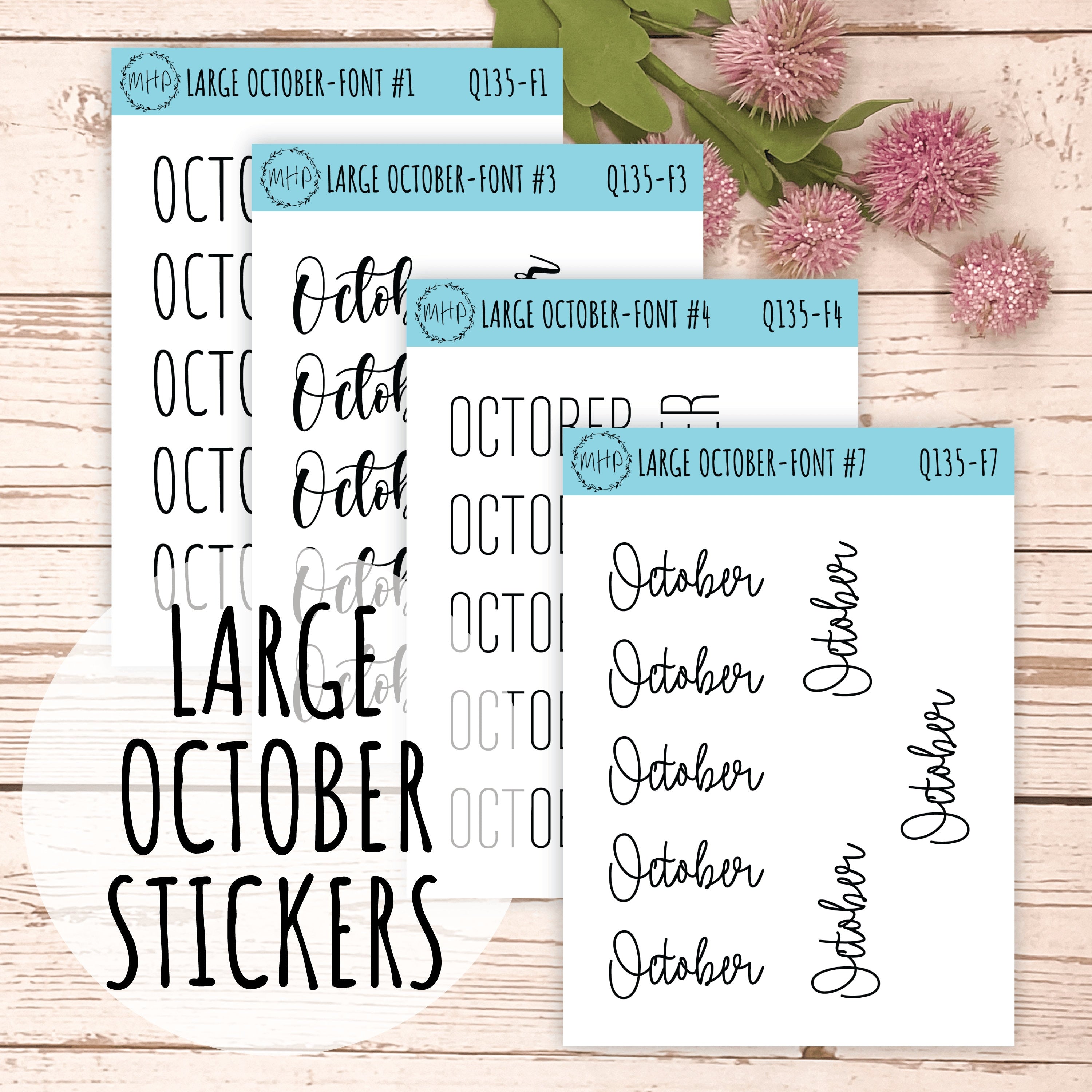 Large OCTOBER Stickers for Planners, Organizers, Bullet Journals. Perf ...