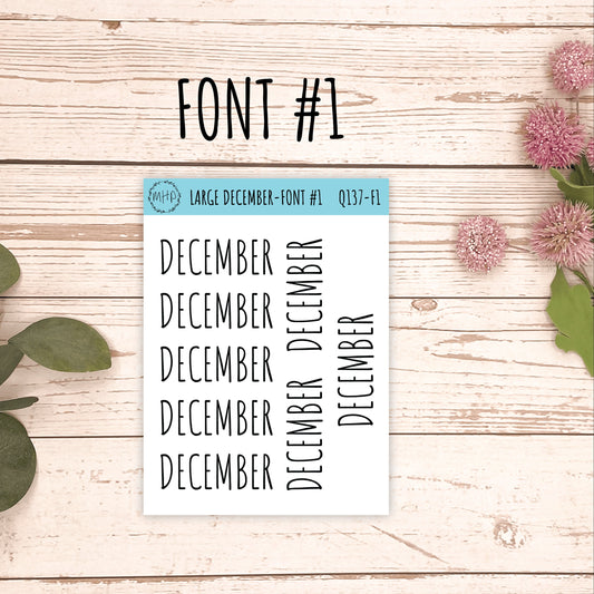 Large DECEMBER Stickers for Planners, Organizers, Bullet Journals. Perfect for EC and Classic HP. Foil Stickers || Q137