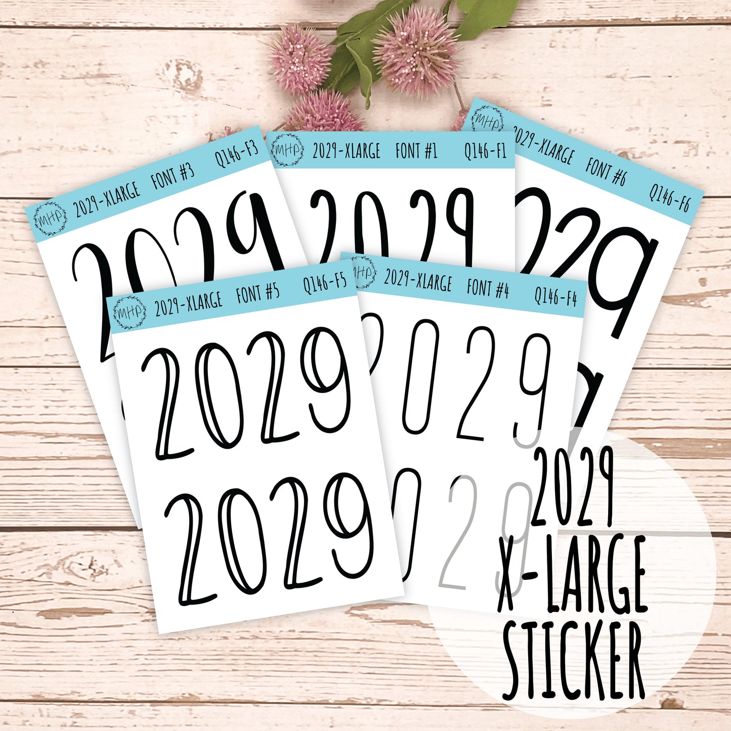 X Large 2029 Year Stickers for Planners, Bullet Journals, College Planner. Gold, Silver and Rose Gold Foil || Q146